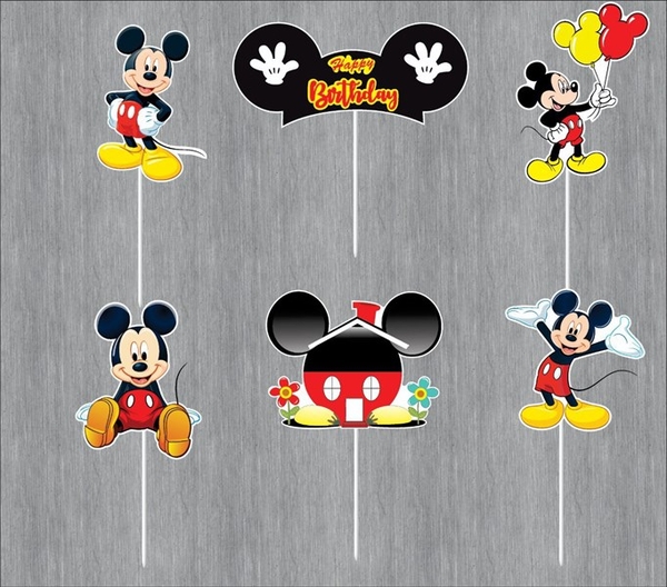Set Cắm Mickey Đỏ Đen Phụ Kiện Trang Trí Bánh