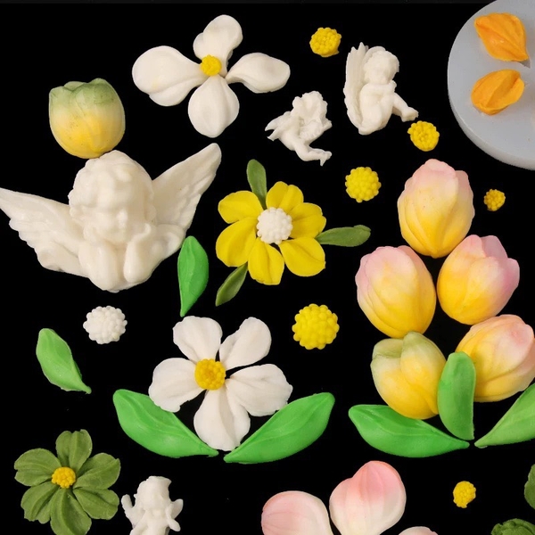 Khuôn Silicon - Lá Lá Tulip Hoa Bay 6c 3.3cm