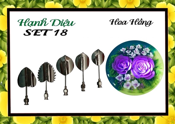 Kim 3D Inox - Bộ 5 - Mẫu 18 Hoa Hồng