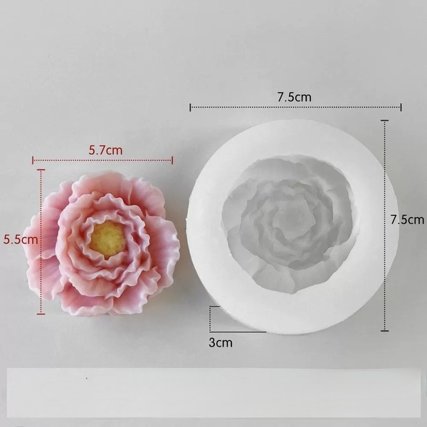 Khuôn Silicon - Hoa Mẫu Đơn - 6cm - Nhụy Trung