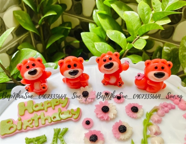 Khuôn Silicon - Động Vật - Gấu Dâu Set 4