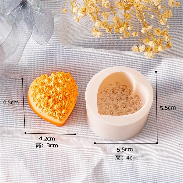 Khuôn Silicon - Trái Tim Kiểu - Set 4 Tim Love Hoa
