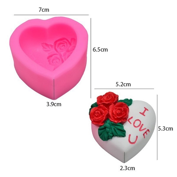 Khuôn Silicon - Trái Tim Hoa - ILU Hoa Lá 5.5cm