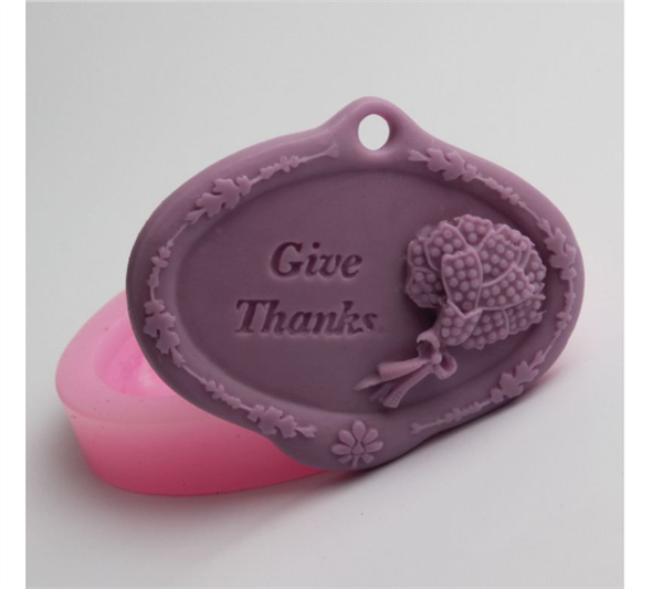 Khuôn Silicon - Chữ Give Thanks - Kèm Hoa