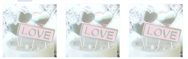 Bảng Cắm Happy Sao Love Tim Phụ Kiện Trang Trí Bánh - Love Tim Bạc