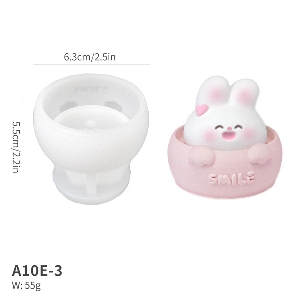Khuôn Silicon - Động Vật - Con Thỏ Smile 6.3cm