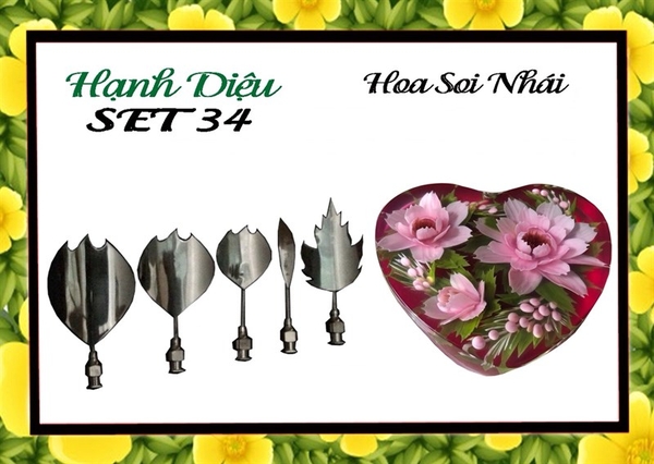 Kim 3D Inox - Bộ 5 - Mẫu 34 Hoa Soi Nhái