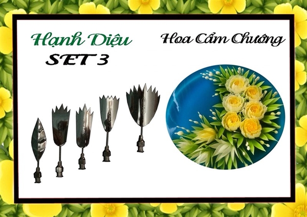 Kim 3D Inox - Bộ 5 - Mẫu 03 Hoa Cẩm Chướng