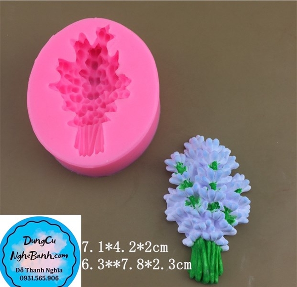 Khuôn Silicon - Chùm Hoa Cúc Lavender - Kèm Cành 7.8cm
