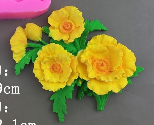 Khuôn Silicon - Chùm Hoa Cúc - Kèm Lá 5c 10cm