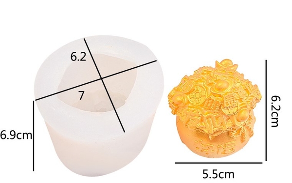 Khuôn Silicon - Hủ Vàng - 5.5cm Đứng