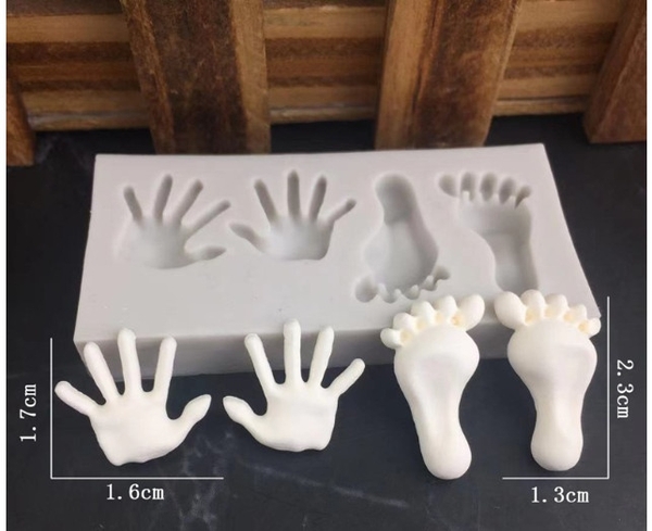 Khuôn Silicon - Em Bé - Bàn Tay Chân 2.3cm 4c