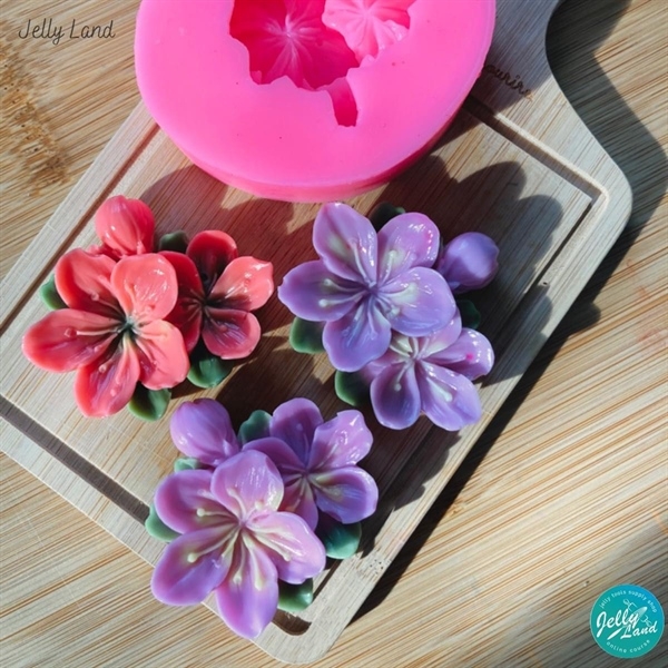 Khuôn Silicon - Hoa Mai Đào - 5.8cm - Chùm Kèm Lá