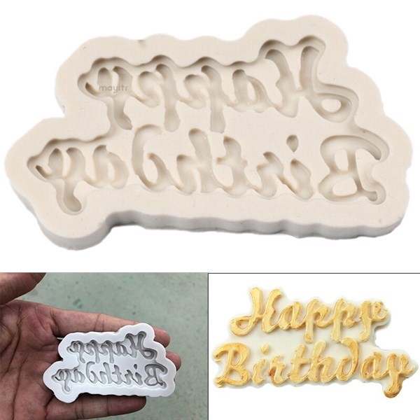Khuôn Silicon - Chữ Happy - Uốn