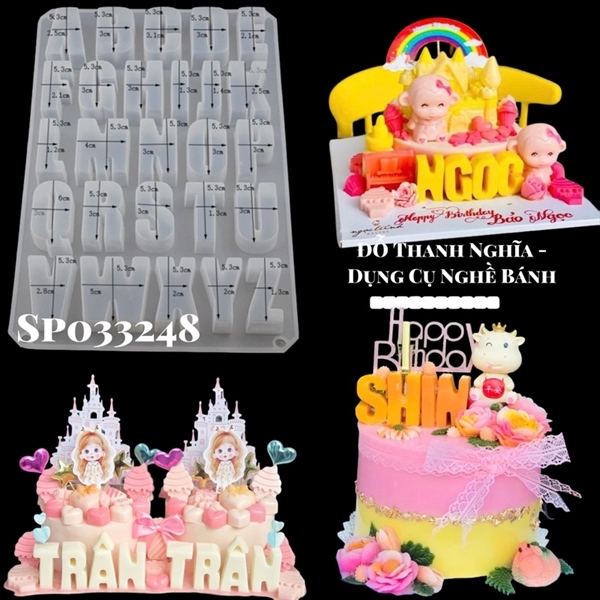 Khuôn Silicon - Chữ Cái IN - Đại 5cm Đứng