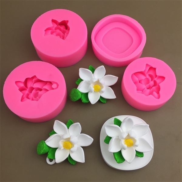 Khuôn Silicon - Hoa Sen Thái Nở - Sen 6.4cm Kèm Lá