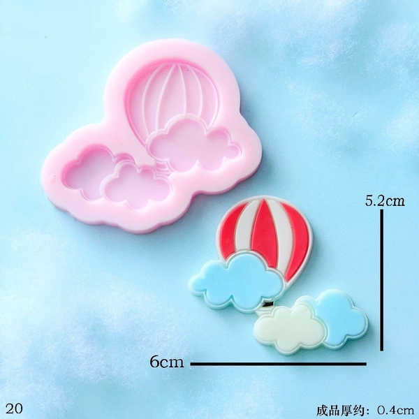 Khuôn Silicon - Bầu Trời - Khinh Khí Cầu - Set 3 Kèm Mây