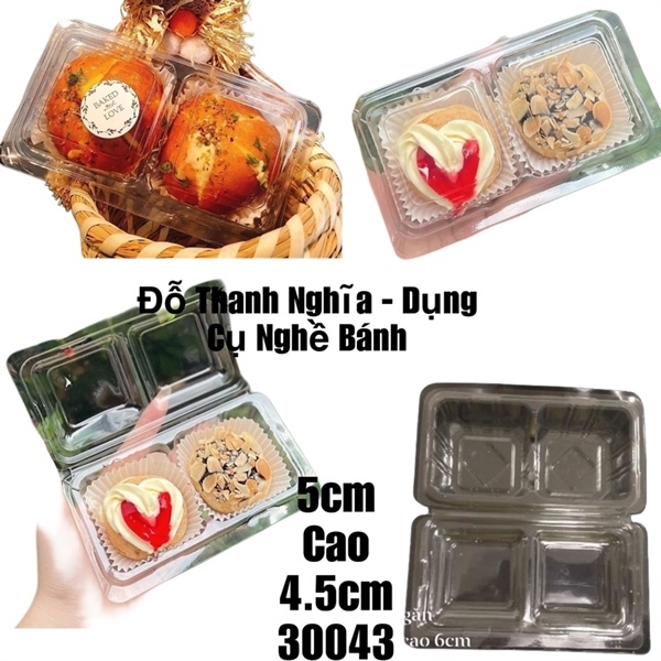 Hộp Nhựa - Chữ Nhật Nắp Gập H162 - 2 Ngăn 2x5cm Cao 4.5cm