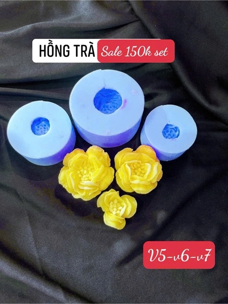 Khuôn Silicon - Hoa Hồng Hồng Trà Set 3 - V5 V6 V7