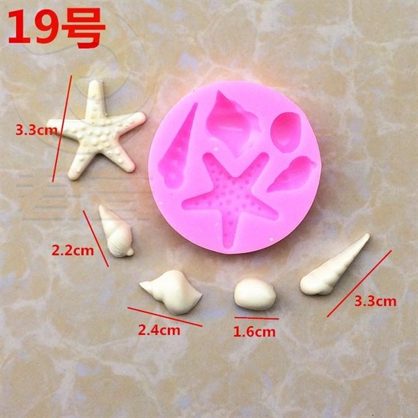 Khuôn Silicon - Sinh Vật Biển TH - 3.3cm Sò Ốc Sao - 5c