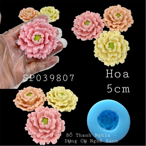 Khuôn Silicon - Hoa Mẫu Đơn - Nở Cúp Nhuỵ 5cm SMD