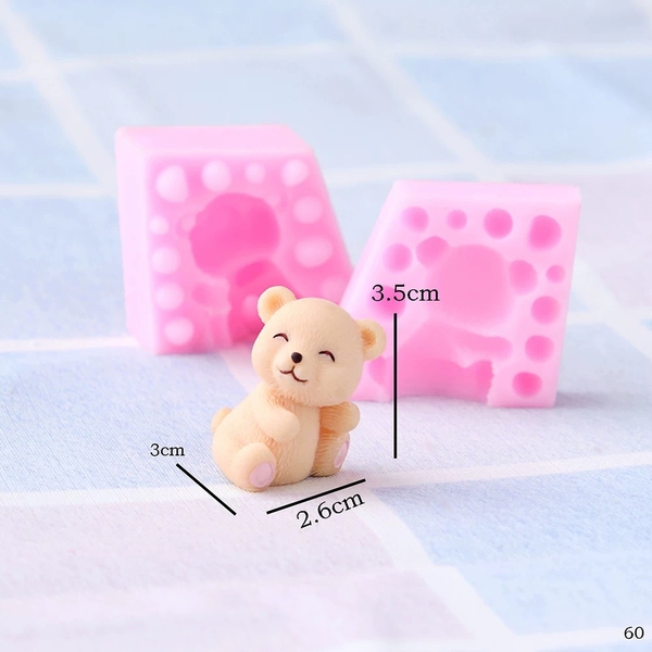 Khuôn Silicon - Động Vật - Gấu Ngồi 2 Mảnh 3.5cm