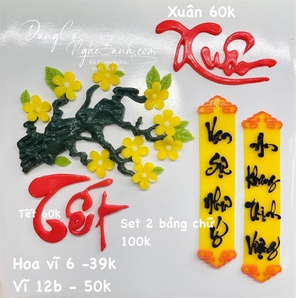 Khuôn Silicon - Chữ Thư pháp - HP - Xuân