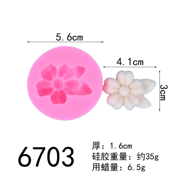 Khuôn Silicon - Hoa Mai - 4.1X3cm - Đào 5 cánh kèm lá 4.1x3cm