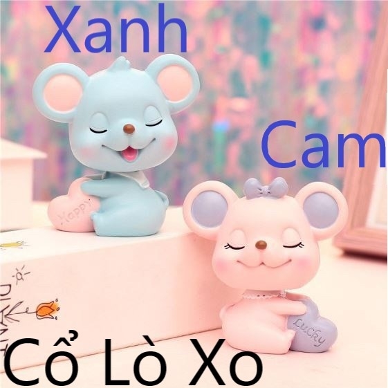 Con Chuột Nhựa - PKD - Cổ Lò Xo - Ngồi Ôm Tim - Xanh