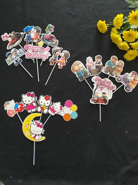 Set Cắm Mèo Kitty Tim Phụ Kiện Trang Trí Bánh
