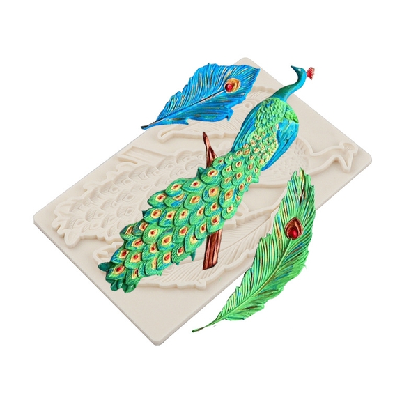 Khuôn Silicon - Động Vật - Chim Công - Lông Vũ 3c