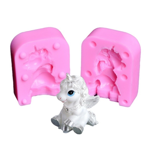 Khuôn Silicon - Động Vật - Ngựa Pony 2 Mảnh Ngồi  7.5cm