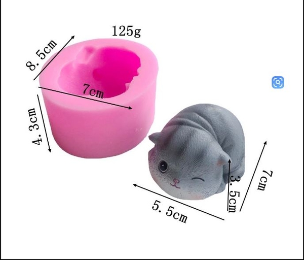 Khuôn Silicon - Động Vật - Mèo Nằm Ngữa 7cm