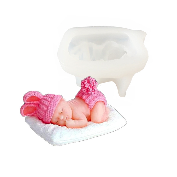 Khuôn Silicon - Em Bé - Nằm Chu Đít Có Thảm