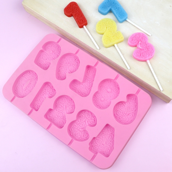 Khuôn Slicon - Vĩ Số Hoa Văn Kiểu 0-9 5cm