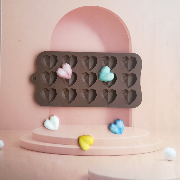 Khuôn Silicon - Trái Tim Kiểu - Kim Cương- 15C 3.1cm