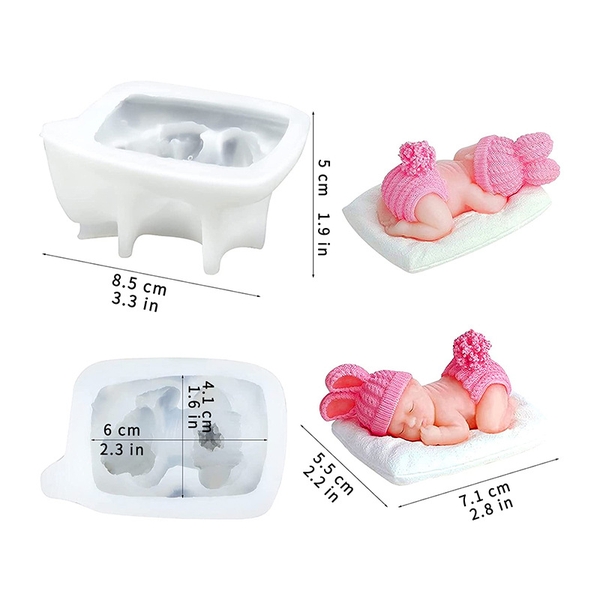 Khuôn Silicon - Em Bé - Nằm Chu Đít Có Thảm