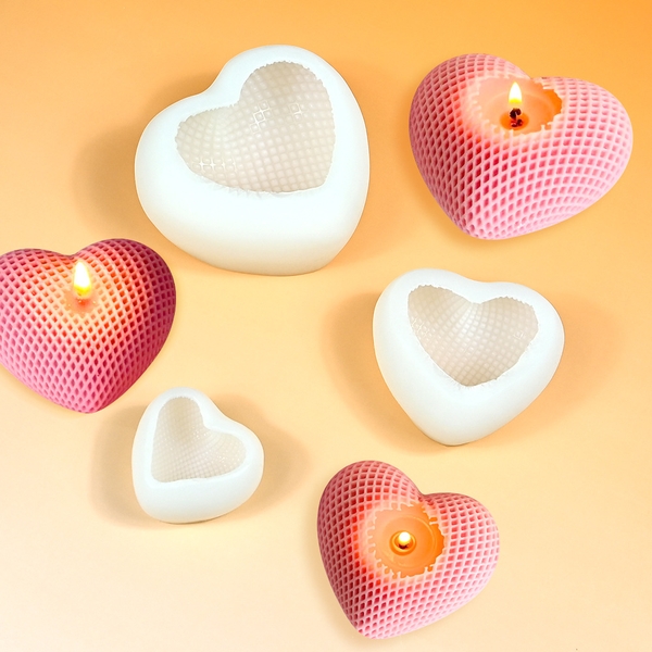 Khuôn Silicon - Trái Tim Kiểu - Lưới 5-7.5cm Set 3c