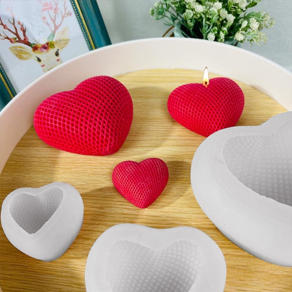 Khuôn Silicon - Trái Tim Kiểu - Lưới 5-7.5cm Set 3c