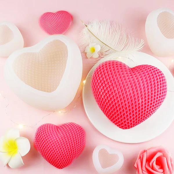 Khuôn Silicon - Trái Tim Kiểu - Lưới 5-7.5cm Set 3c