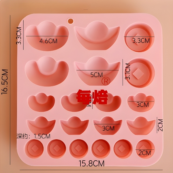 Khuôn Silicon - Thỏi Vàng - Vĩ Thỏi Vàng Đồng Tiền Vàng 20c