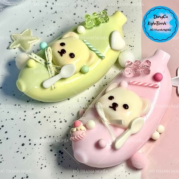 Khuôn Silicon - Trái Cây - Trái Chuối Mặt Gấu