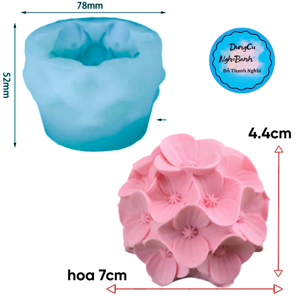 Khuôn Silicon - Chùm Hoa Cẩm Tú Cầu - 7cm
