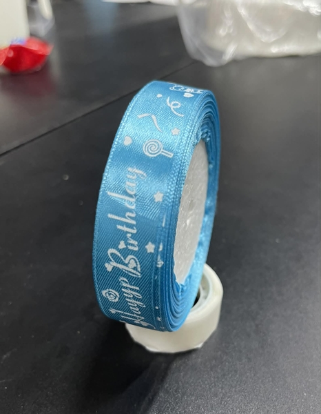 Ruy Băng Trang Trí - 2cm Chữ HPBD -  Xanh baby