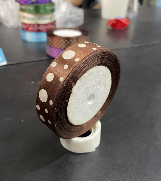 Ruy Băng Trang Trí - Chấm Bi 2cm - Nâu To