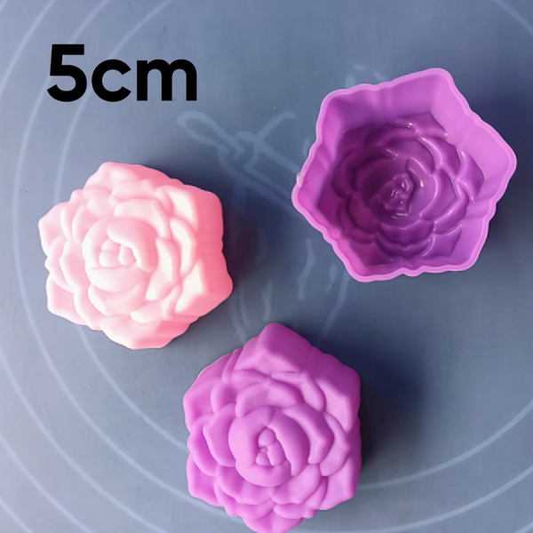 [10 cup] Khuôn Silicon - Cup Set 5cm - M60 Hoa Hồng Nở