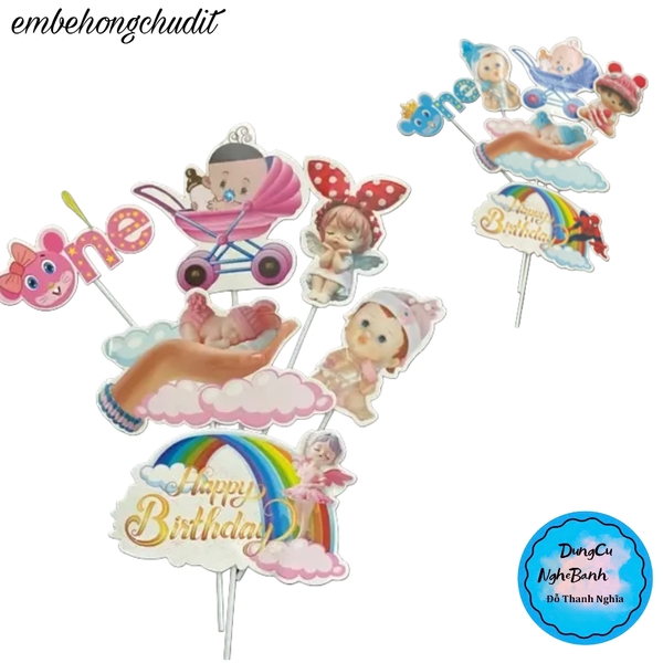 Set Cắm Em Bé Phụ Kiện Trang Trí Bánh - bé gái