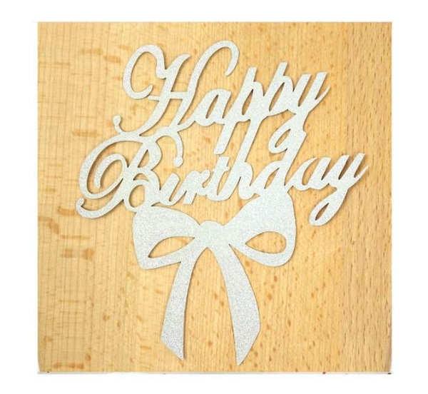 Chữ Happy Birthday Nhũ Phụ Kiện Trang Trí Bánh - BẠC NƠ