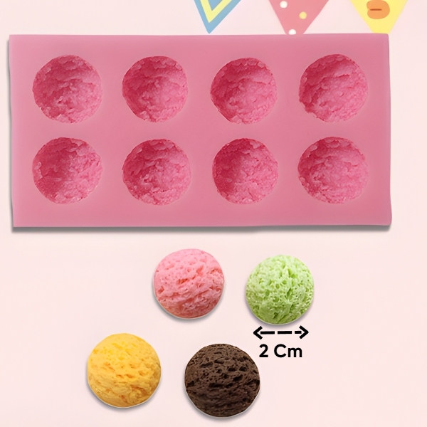 Khuôn Silicon - Vĩ Bánh Kẹo Kem Viên 6c 2cm