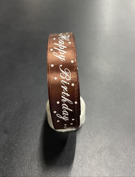 Ruy Băng Trang Trí - 2cm Chữ HPBD -  Nâu